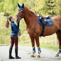 Shop Horze Graz Fetlock Boots In Majolia Blue For Horses -HorseMate Shop 1 Horse T Horze Graz Fetlock Boots Majolia Blue 3